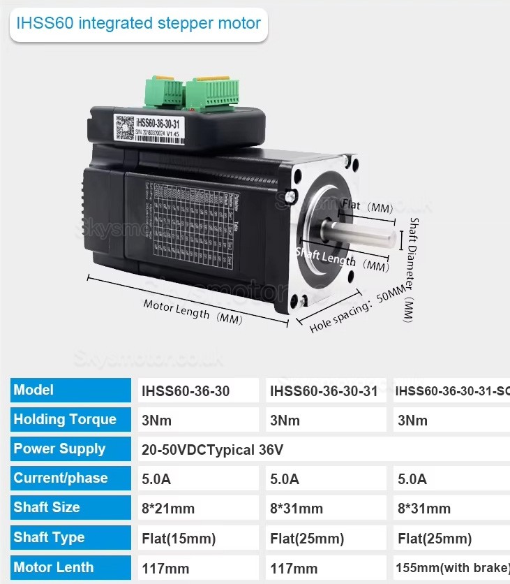 JMC NEMA 23 Integrated Closed Loop Stepper Motor IHSS60-36-30-30/31/SC 1.8 Deg 3Nm 5A 36V 2 Phase